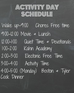 Activity Day Schedule